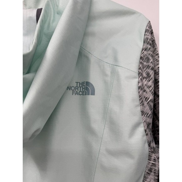 The North Face Large Hooded Jacket Womens Mint Green Grey Zip‎ Thumbholes Active - Picture 6 of 7